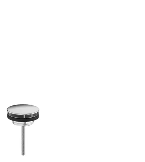 Helles Ablaufgarnitur-Element von Hansgrohe mit einer runden, flachen Oberfläche und einem sichtbaren Gewinde, nicht verschließbar, geeignet für Waschbecken.